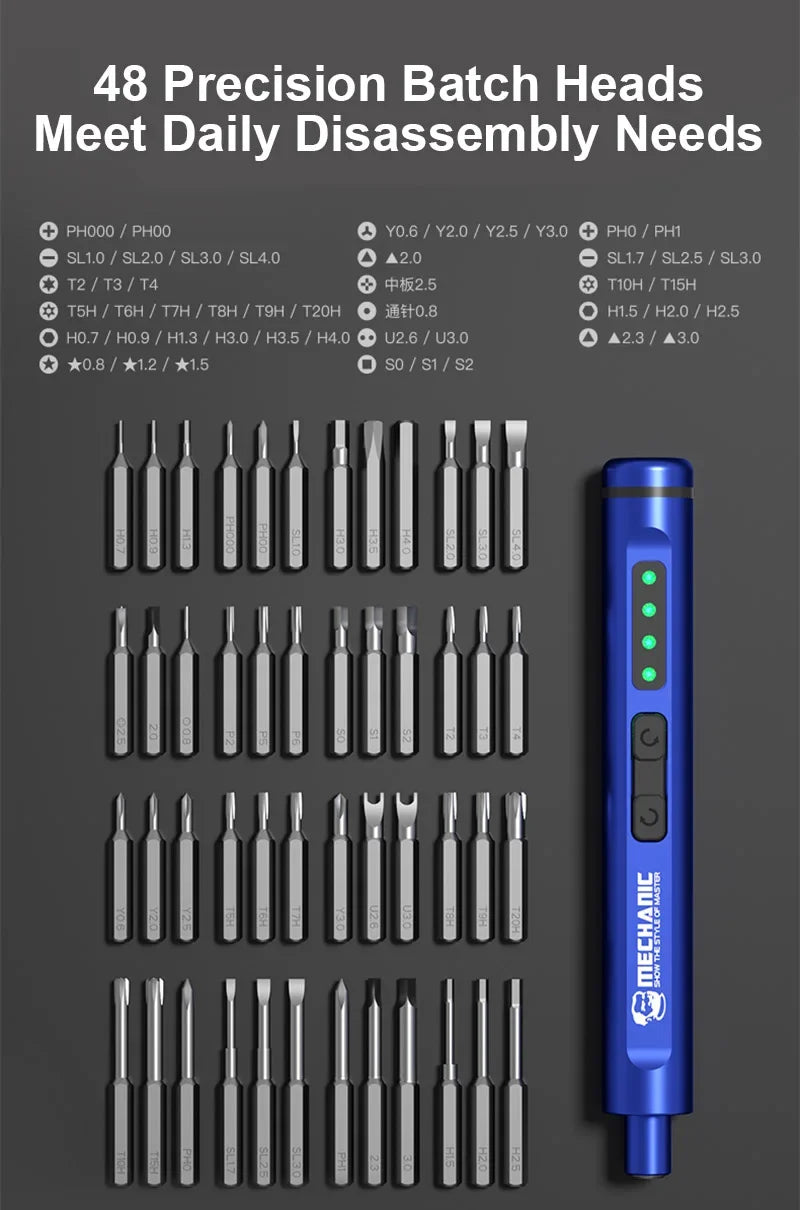 Mechanic Electric Screwdriver with LED - Phone, Tablet and Watch Repair Tool
