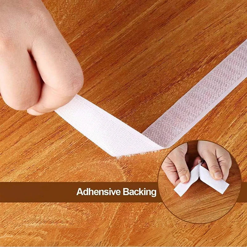 Self-Adhesive Hook & Loop Velcro Tape — Black & White, 20–50mm Width