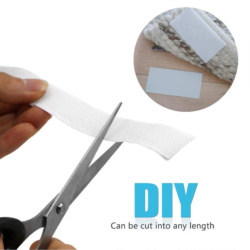 Self-Adhesive Hook & Loop Velcro Tape — Black & White, 20–50mm Width