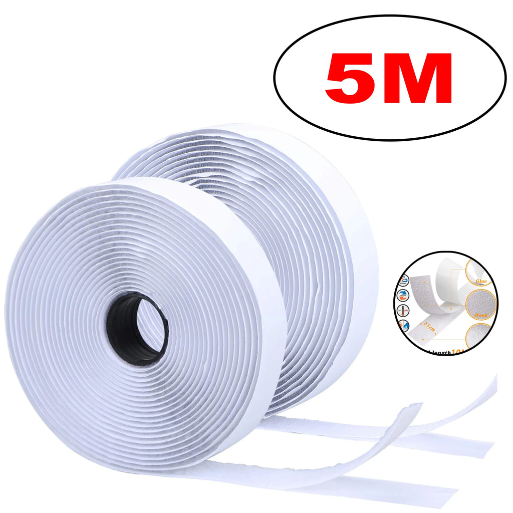 Self-Adhesive Hook & Loop Velcro Tape — Black & White, 20–50mm Width
