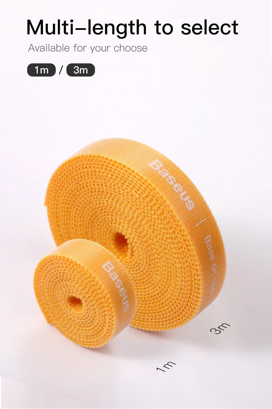 Baseus Velcro Cable Straps — Reusable Nylon Cable Ties & Organizer Clips