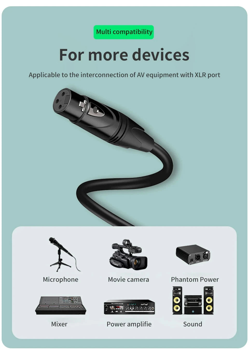 XLR Male to Female Balanced Audio Cable | Microphone & Mixer Extension