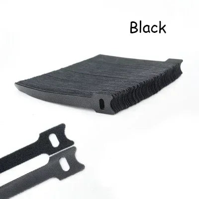T-Type Self-Adhesive Hook & Loop Cable Ties — Reusable Nylon Velcro Straps (50 Pack)