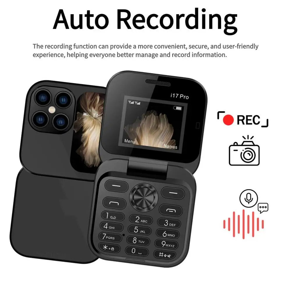 Mini Foldable Phone for Seniors | 2G GSM Dual SIM Clamshell Mobile