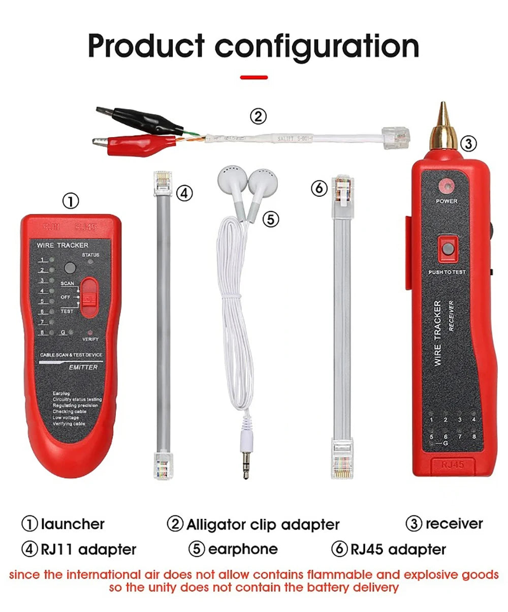Kebidumei Ethernet LAN Network Cable Tester RJ45 RJ11 LAN Line Tester Finder Telephone Wire Tracker Receiver Network Tool Repair