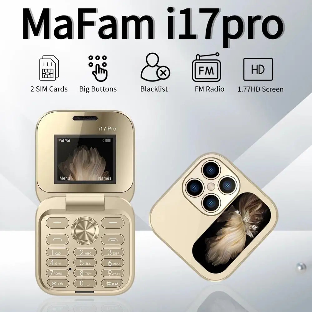 Mini Foldable Phone for Seniors | 2G GSM Dual SIM Clamshell Mobile