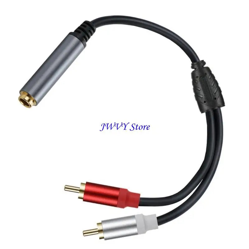 Audio cable adapter with RCA and 3.5mm connectors on a white background, branded 'JWVY Store'.