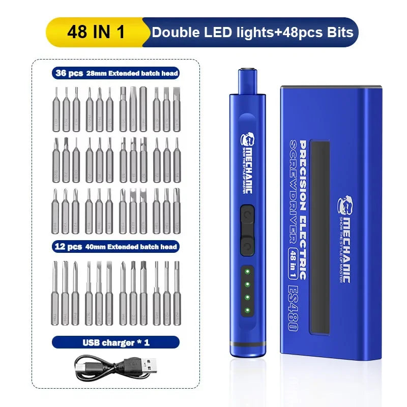Mechanic Electric Screwdriver with LED - Phone, Tablet and Watch Repair Tool