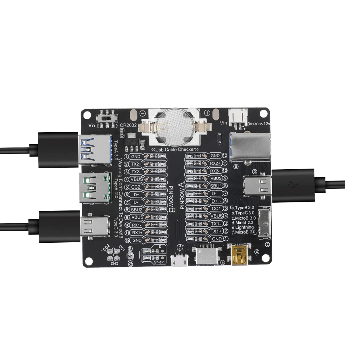 Black Cable Checker Test Board LED Indicators For Data Line Testing USB Line Data Line Test Board Without Shell