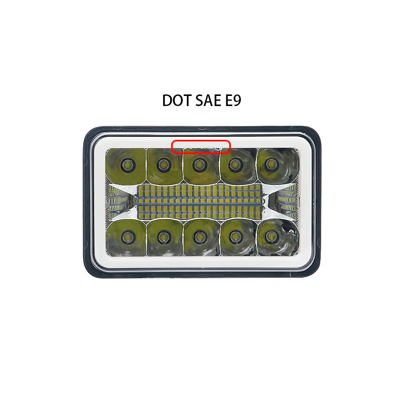 4x6 LED Headlight with White Halo DRL and Amber H4 Plug - 1 PC