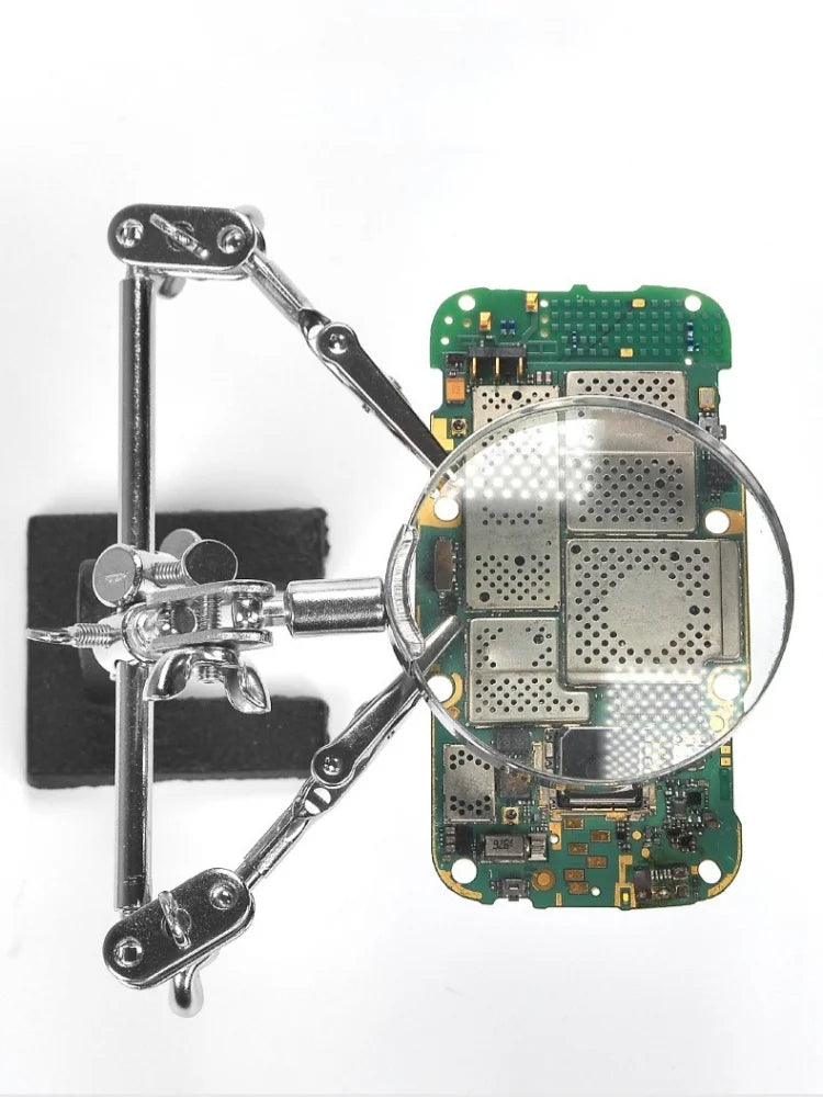 Soldering Iron Station Stand with Magnifying Glass and Third Hand Clamp
