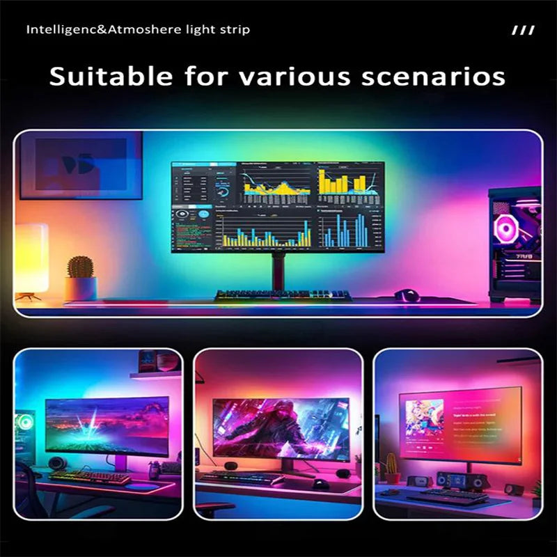 USB RGB LED-Lichtleisten für PC-Monitor, App-gesteuerte Gaming-Hintergrundbeleuchtung mit Musiksynchronisation, 24 bis 34 Zoll Computerbildschirm-LED-Beleuchtung für Gaming-Raum-Dekoration