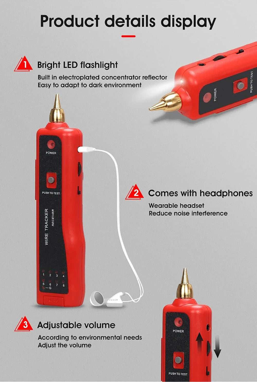 Kebidumei Ethernet LAN Network Cable Tester RJ45 RJ11 LAN Line Tester Finder Telephone Wire Tracker Receiver Network Tool Repair