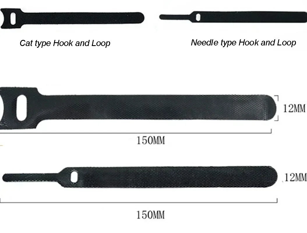 T-Type Self-Adhesive Hook & Loop Cable Ties — Reusable Nylon Velcro Straps (50 Pack)