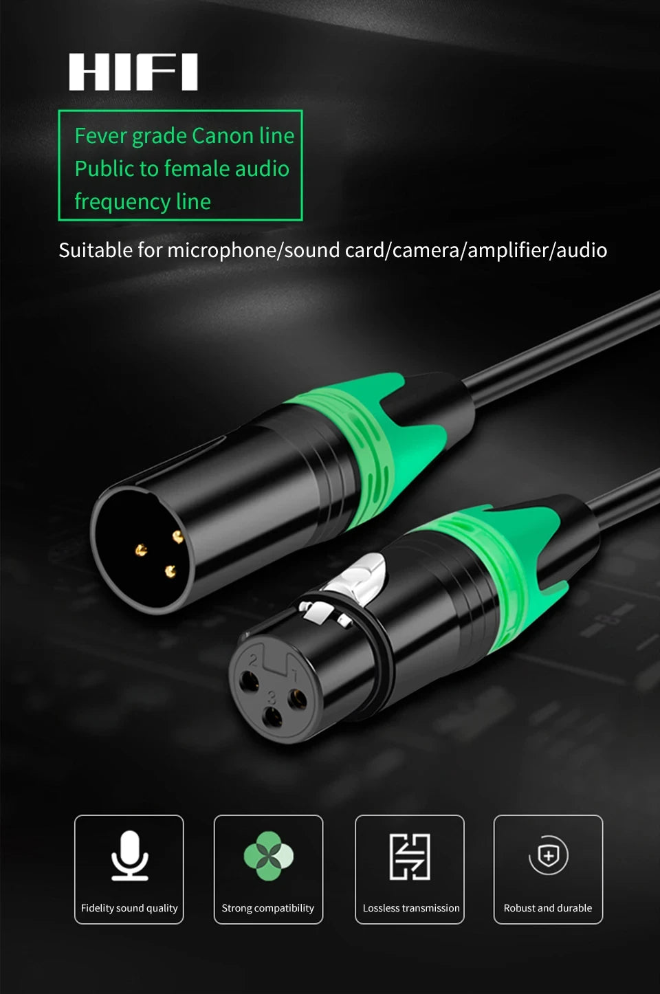 XLR Male to Female Balanced Audio Cable | Microphone & Mixer Extension