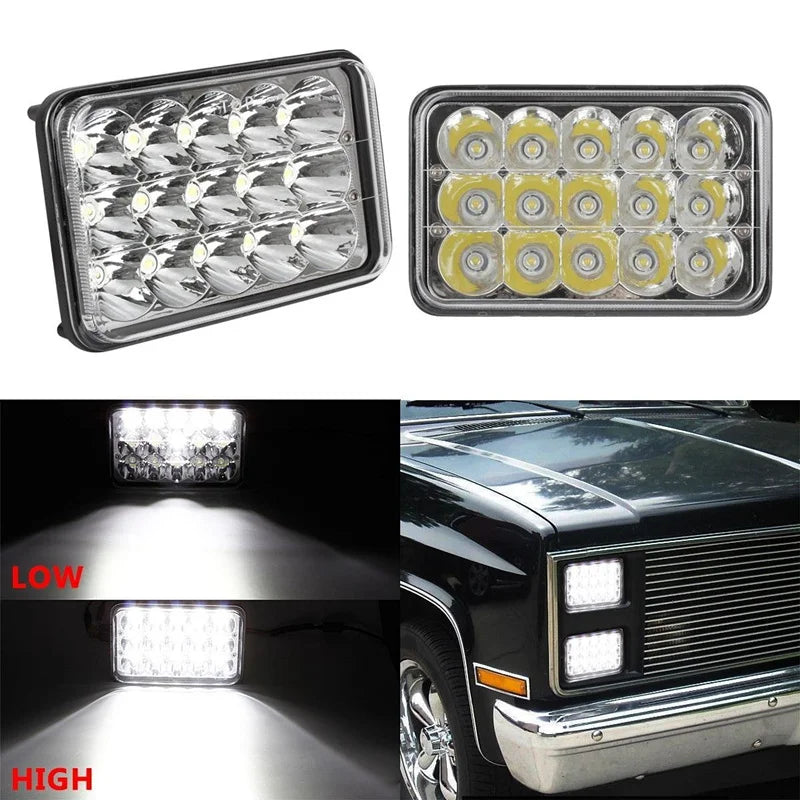 4x6 LED Headlight with White Halo DRL and Amber H4 Plug - 1 PC