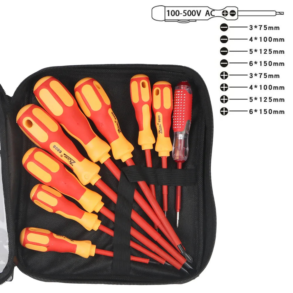 Magnetic Insulated Screwdriver Set - Phillips and Slotted Electrician Bits