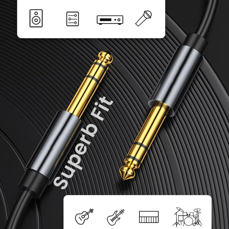 Professional 1/4" TS Instrument Cable | OFC Core | 24K Gold Connectors | 1m–3m