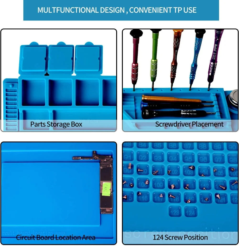 Silicone Soldering Mat - Heat Resistant 932F Anti-Static Magnetic Work Mat