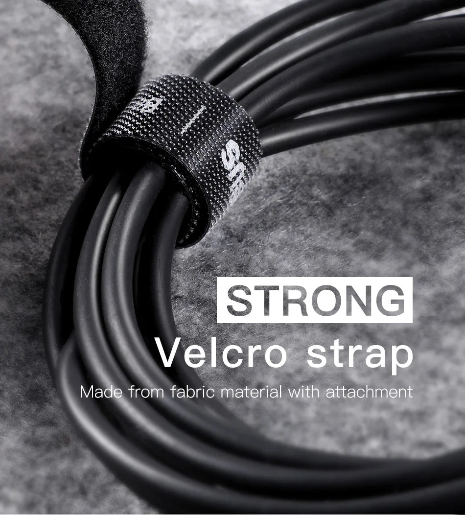 Baseus Velcro Cable Straps — Reusable Nylon Cable Ties & Organizer Clips