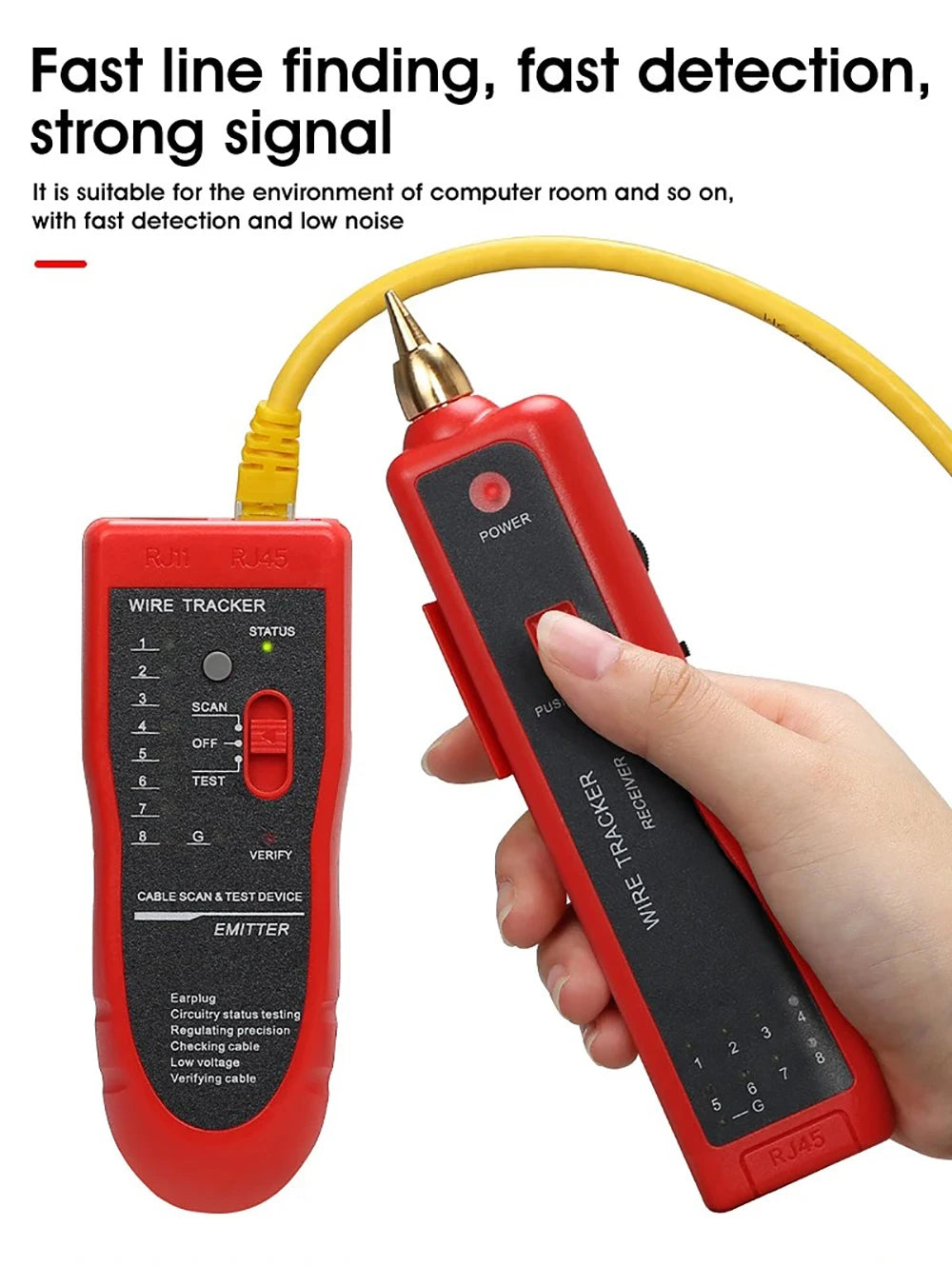 Kebidumei Ethernet LAN Network Cable Tester RJ45 RJ11 LAN Line Tester Finder Telephone Wire Tracker Receiver Network Tool Repair