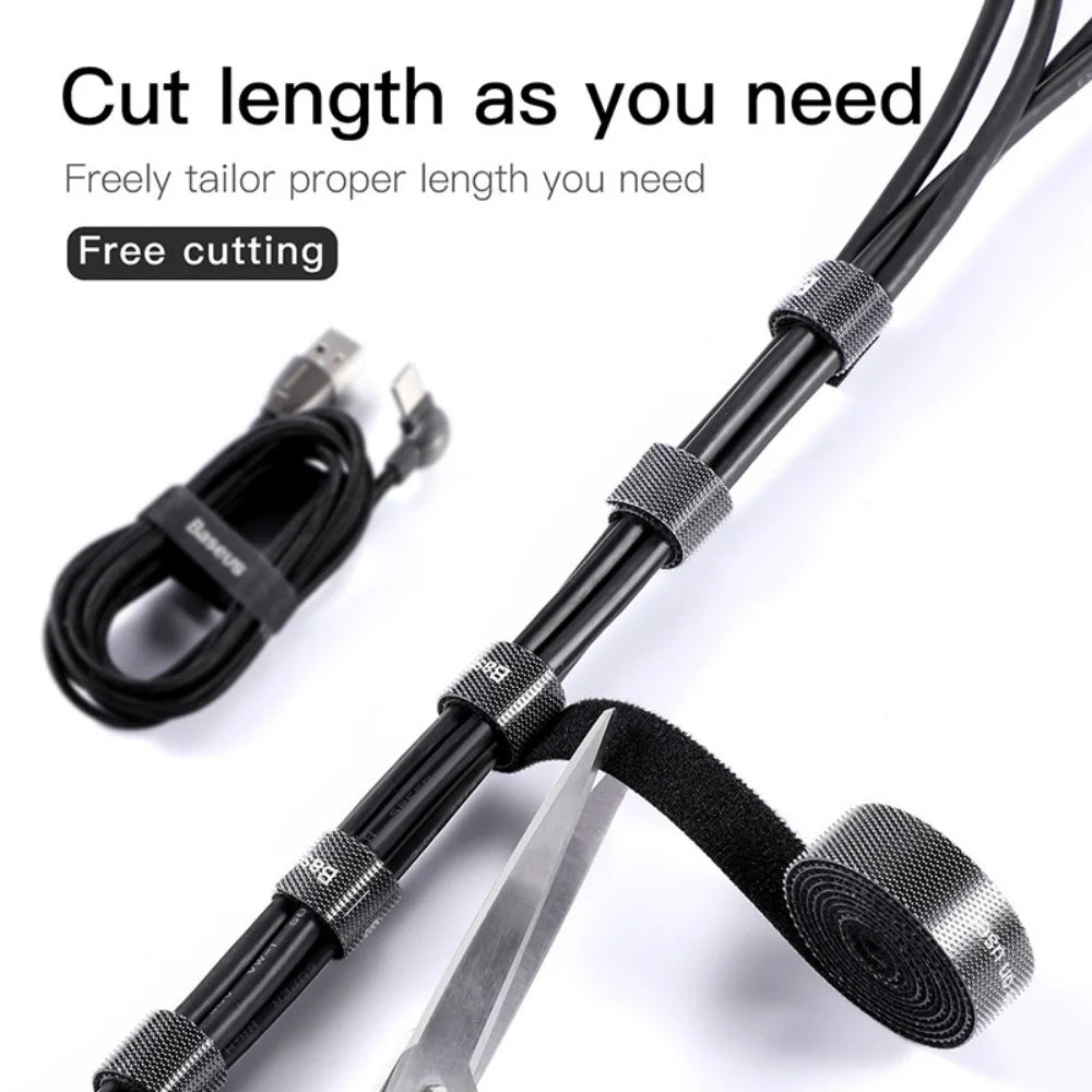 Baseus Velcro Cable Straps — Reusable Nylon Cable Ties & Organizer Clips
