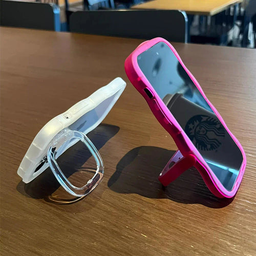 2-in-1 Clear Wave iPhone Case with Folding Kickstand