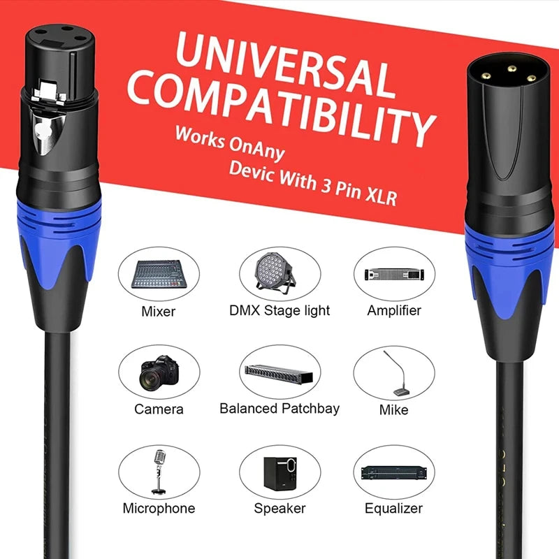 XLR Male to Female Balanced Audio Cable | Microphone & Mixer Extension