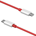 Red USB cable with white connectors on a white background