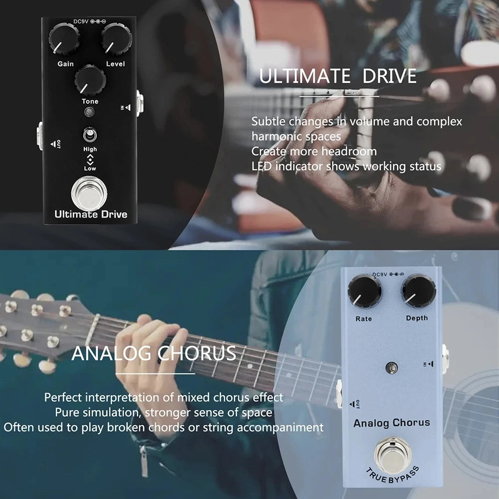 Guitar Effects Pedal – True Bypass, Aluminum Alloy | Overdrive, Distortion, Chorus, Delay & More