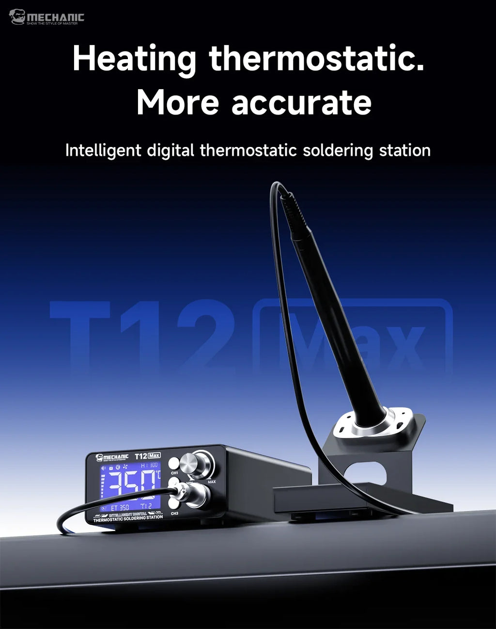 Mechanic T12 MAX Soldering Station - 5s Heat, One-Touch Digital Display