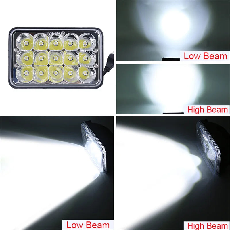 4x6 LED Headlight with White Halo DRL and Amber H4 Plug - 1 PC