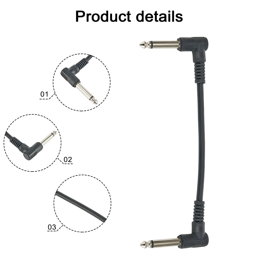 1/4" Right-Angle Guitar Pedal Patch Cable | 15cm Low-Profile | Tangle-Free Pedalboard Cable