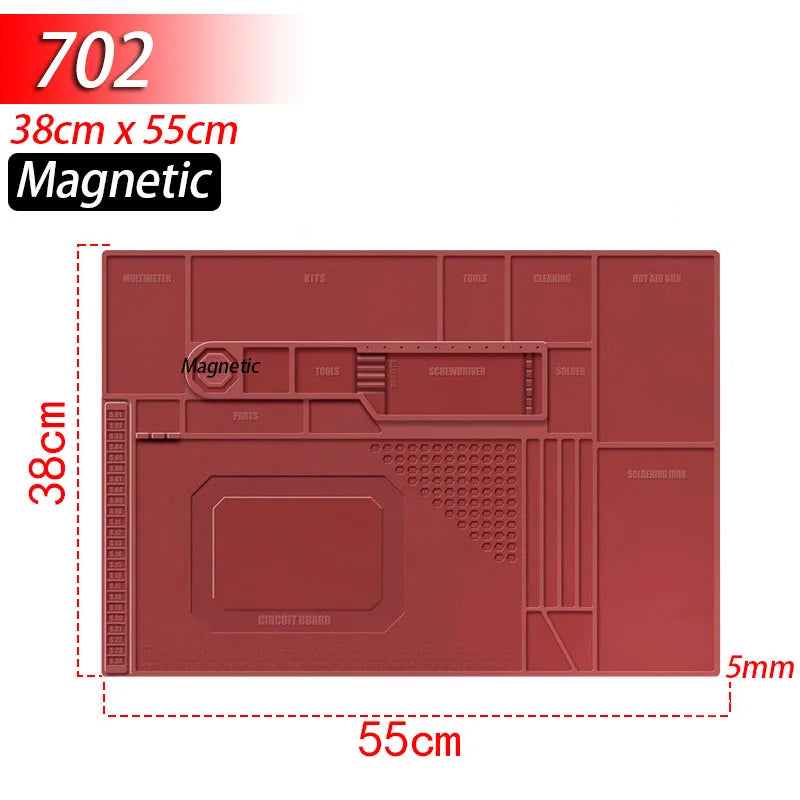 Silicone Soldering Mat - Heat Resistant 932F Anti-Static Magnetic Work Mat
