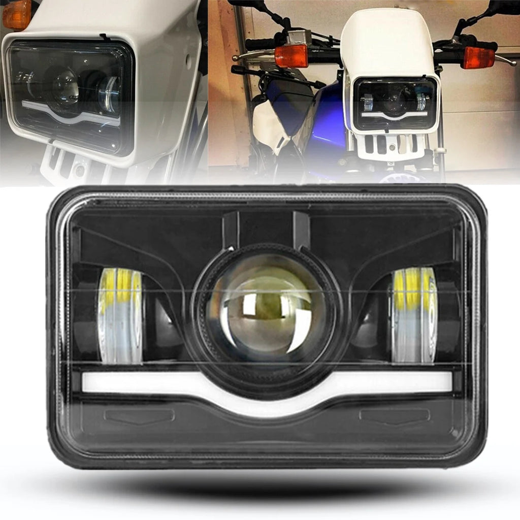 4x6 LED Headlight with White Halo DRL and Amber H4 Plug - 1 PC