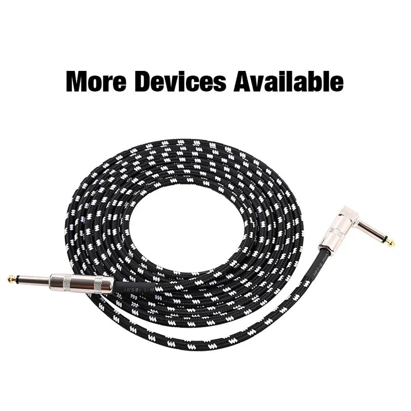 1/4" TRS Guitar Instrument Cable | OFC 95% Braided Shield | Straight & Right-Angle | 1.5m–10m