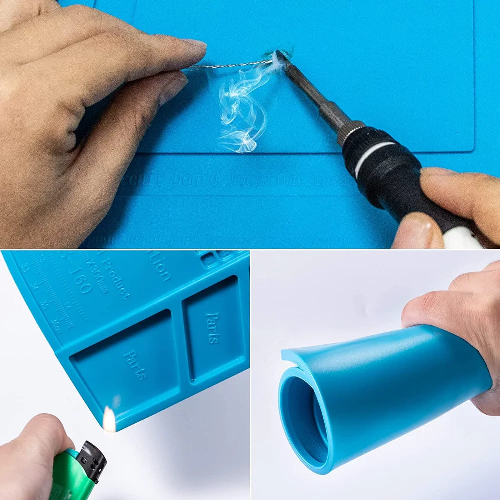 Silicone Soldering Mat - Heat Resistant 932F Anti-Static Magnetic Work Mat