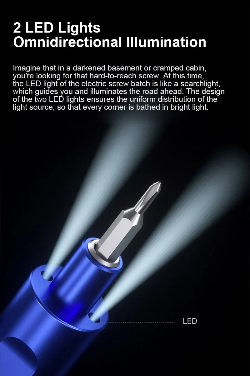 Mechanic Electric Screwdriver with LED - Phone, Tablet and Watch Repair Tool