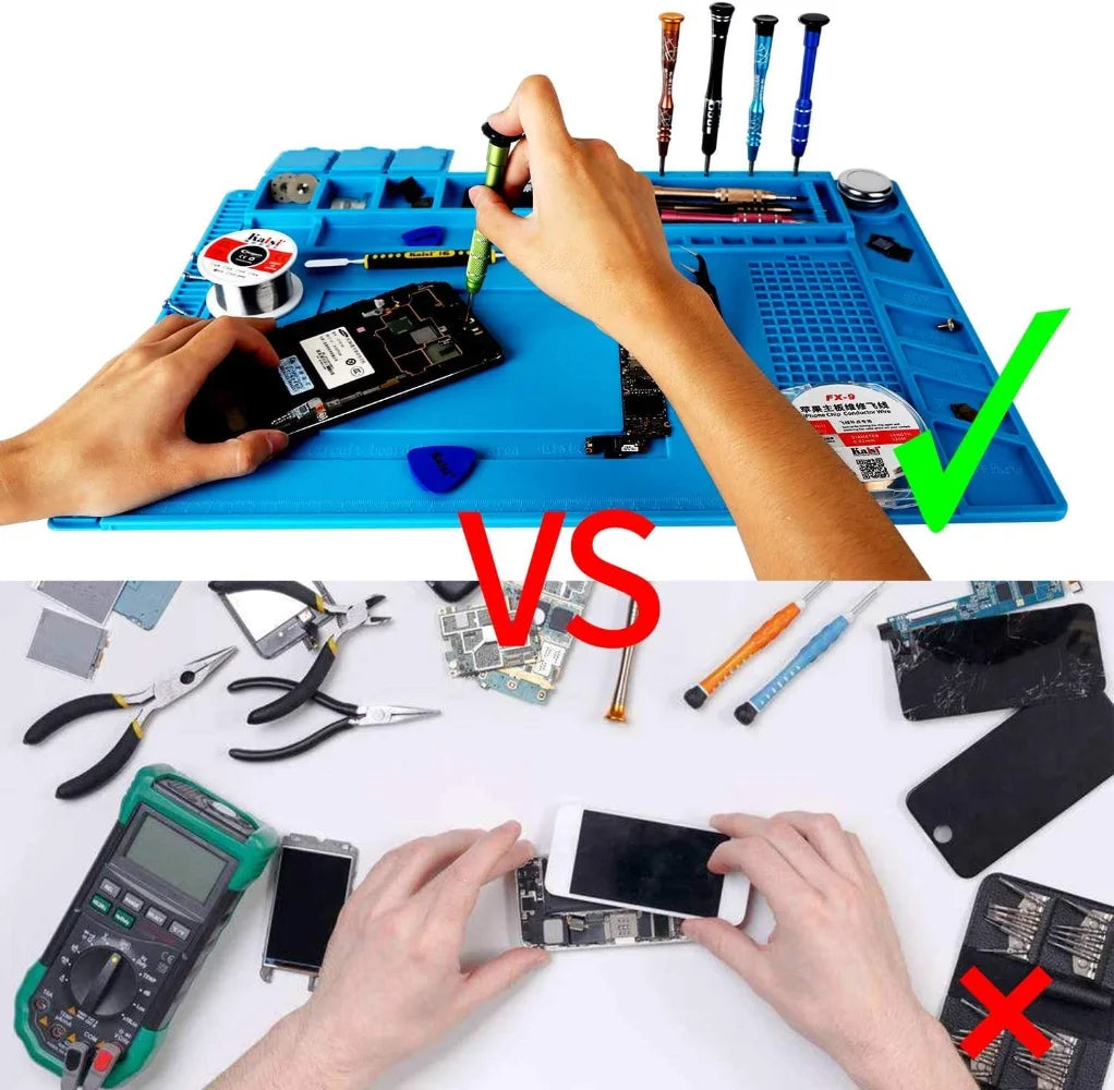 Silicone Soldering Mat - Heat Resistant 932F Anti-Static Magnetic Work Mat