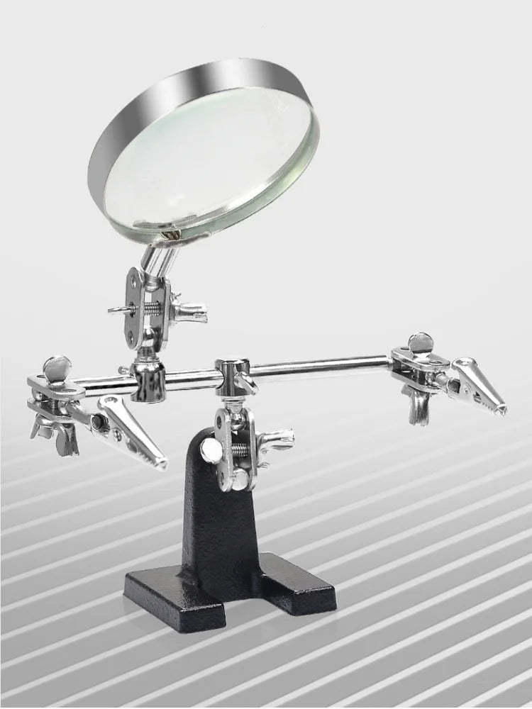 Soldering Iron Station Stand with Magnifying Glass and Third Hand Clamp
