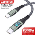 100W USB C to USB C Cable Type C PD 5A FastCharging for LED Display Nylon Braided charger Cord for iPhone16 15 MacBook iPad