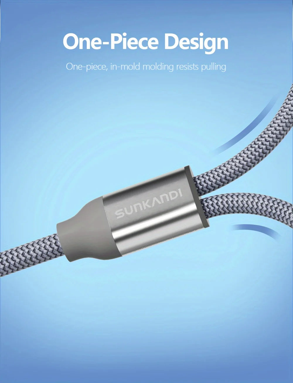 Sunkandi cable with one-piece design on a blue background