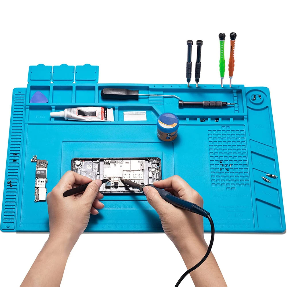 Silicone Soldering Mat - Heat Resistant 932F Anti-Static Magnetic Work Mat