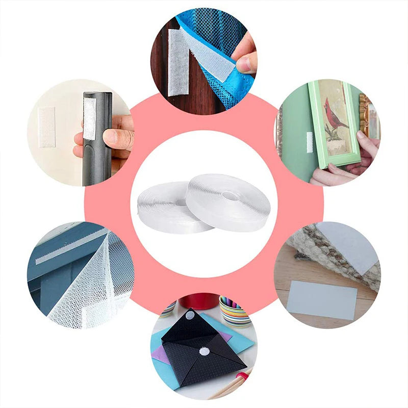 Self-Adhesive Hook & Loop Velcro Tape — Black & White, 20–50mm Width
