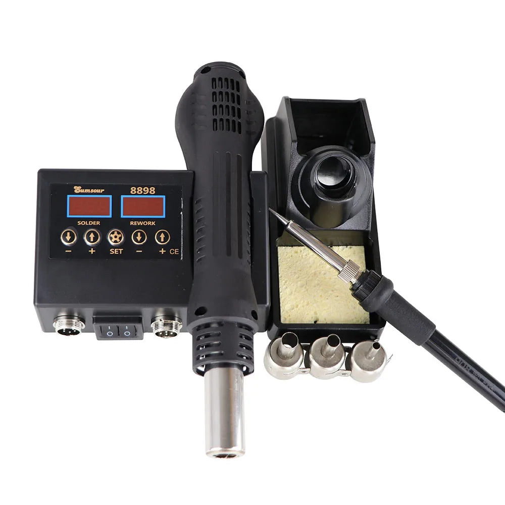 2-in-1 SMD Soldering Station - Digital Temp Control with Hot Air Heat Gun