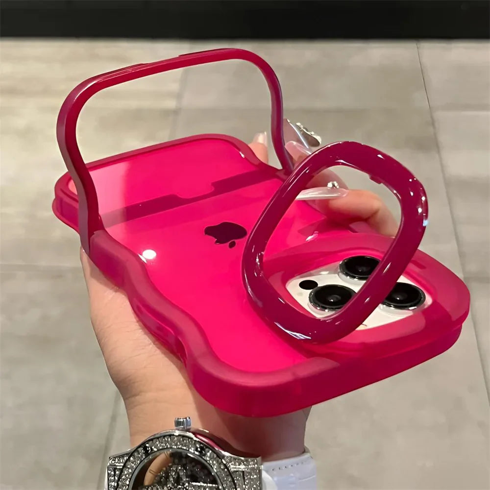 2-in-1 Clear Wave iPhone Case with Folding Kickstand