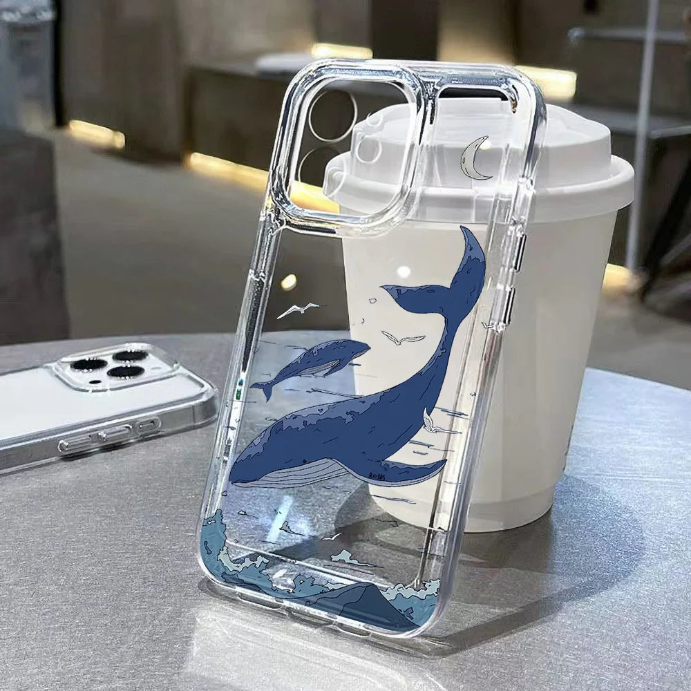 iPhone Case Ocean Animals Soft Clear Cover Whale