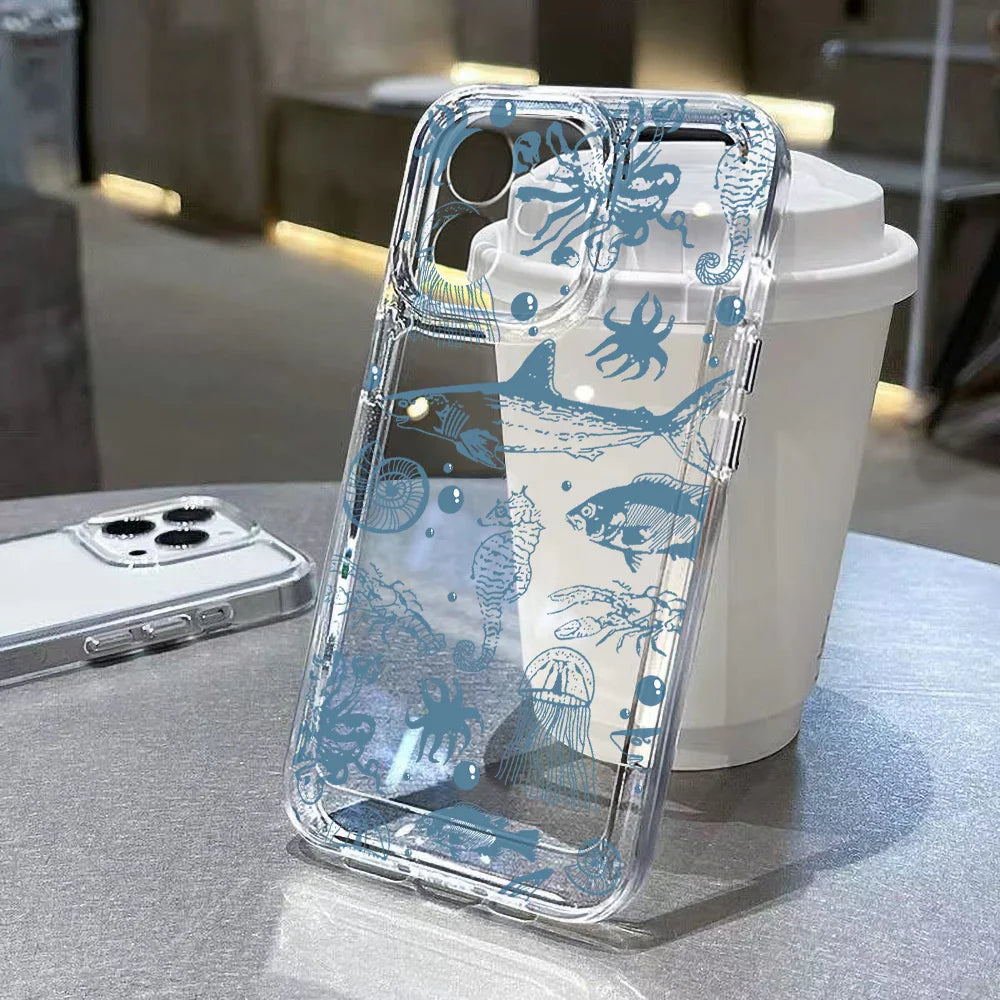 iPhone Case Ocean Animals Soft Clear Cover Whale
