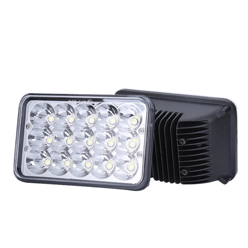 4x6 LED Headlight with White Halo DRL and Amber H4 Plug - 1 PC
