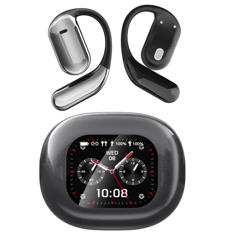 UYUXIO AI Translation Earbuds — Real-Time 144 Languages, LCD Screen, Open-Ear ANC